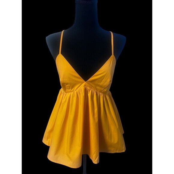 Susana Monaco BRIGHT Yellow Strappy Babydoll Top Smocked Back SUMMER RESORT , SM - Picture 1 of 13